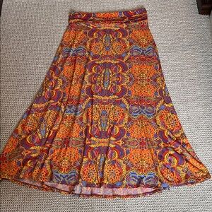 LuLaRoe Vibrant Orange and Blue Maxi Skirt